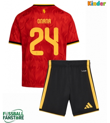 Belgien Amadou Onana #24 Replik Heimtrikot Kinder WM 2026 Kurzarm (+ Kurze Hosen)